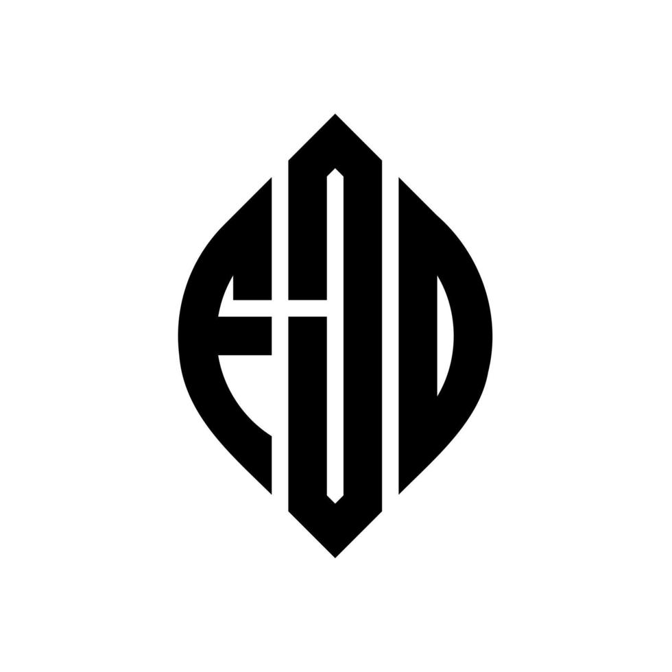 FJD circle letter logo design with circle and ellipse shape. FJD ellipse letters with typographic style. The three initials form a circle logo. FJD Circle Emblem Abstract Monogram Letter Mark Vector. vector