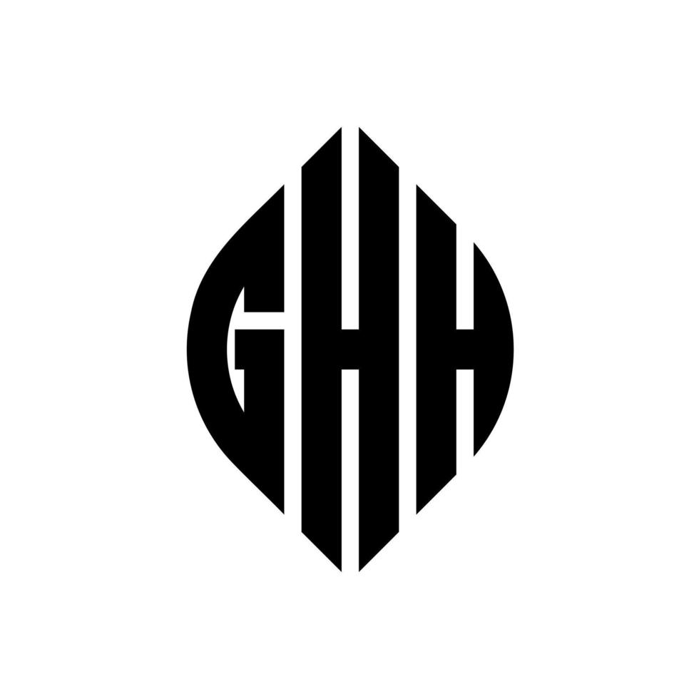 GHH circle letter logo design with circle and ellipse shape. GHH ellipse letters with typographic style. The three initials form a circle logo. GHH Circle Emblem Abstract Monogram Letter Mark Vector. vector