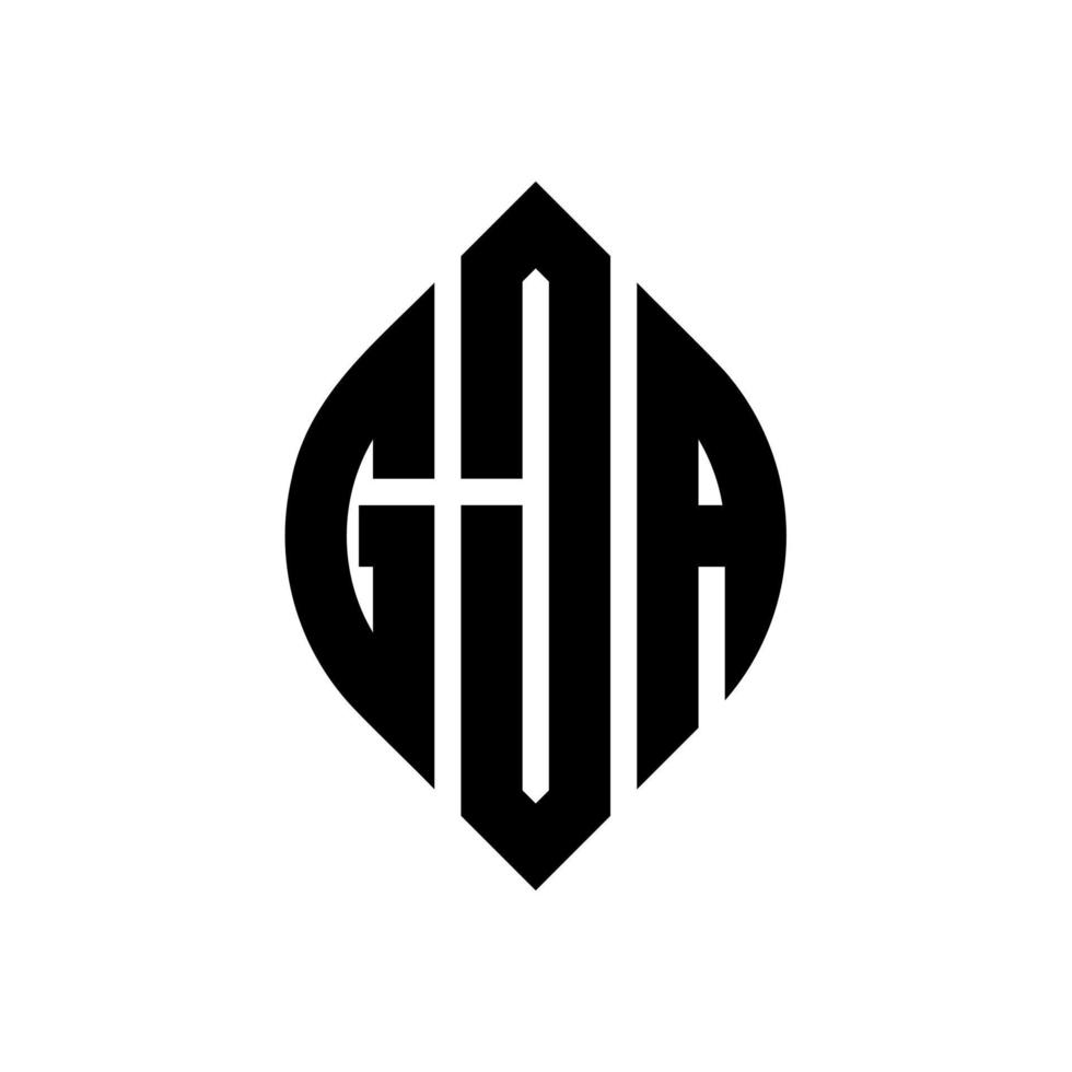 diseño de logotipo de letra de círculo gja con forma de círculo y elipse. gja elipse letras con estilo tipográfico. las tres iniciales forman un logo circular. vector de marca de letra de monograma abstracto del emblema del círculo gja.