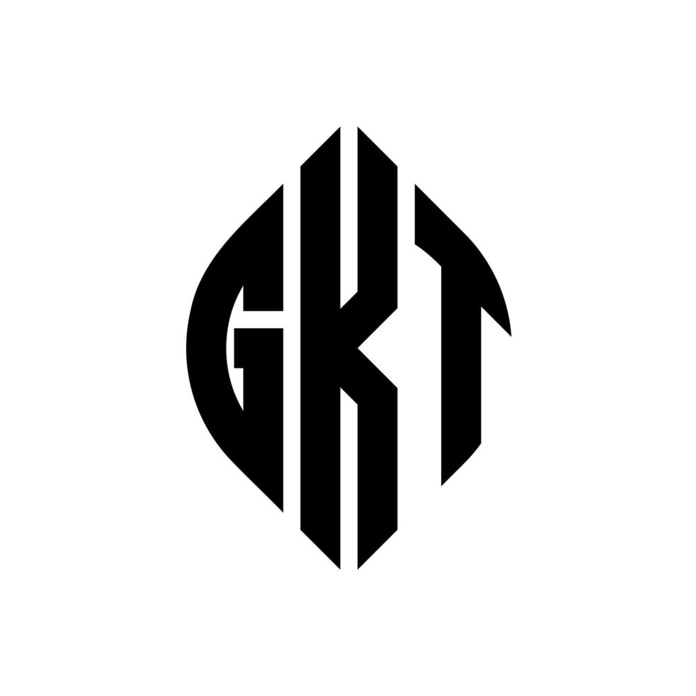 GKT circle letter logo design with circle and ellipse shape. GKT ellipse letters with typographic style. The three initials form a circle logo. GKT Circle Emblem Abstract Monogram Letter Mark Vector. vector