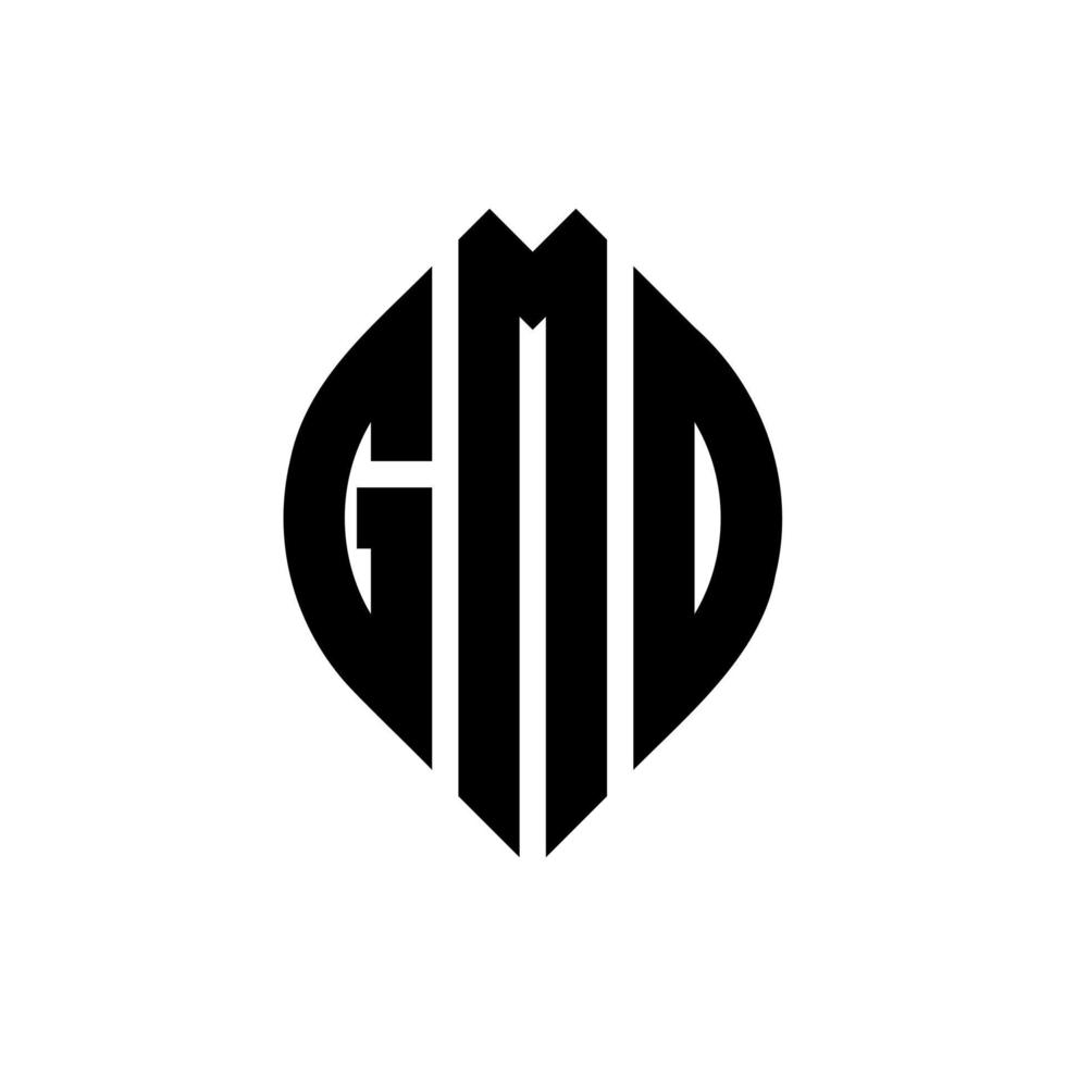 GMD circle letter logo design with circle and ellipse shape. GMD ellipse letters with typographic style. The three initials form a circle logo. GMD Circle Emblem Abstract Monogram Letter Mark Vector. vector