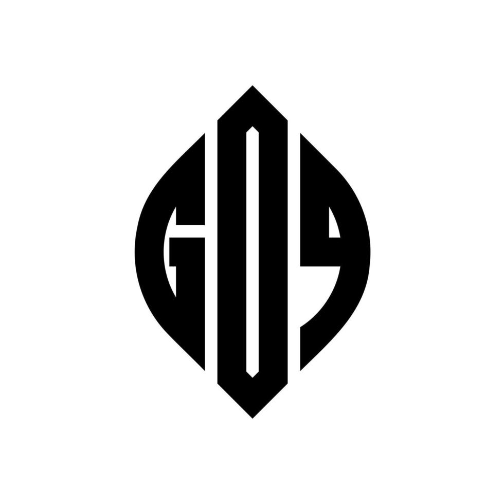 diseño de logotipo de letra de círculo goq con forma de círculo y elipse. goq letras elipses con estilo tipográfico. las tres iniciales forman un logo circular. vector de marca de letra de monograma abstracto del emblema del círculo de goq.