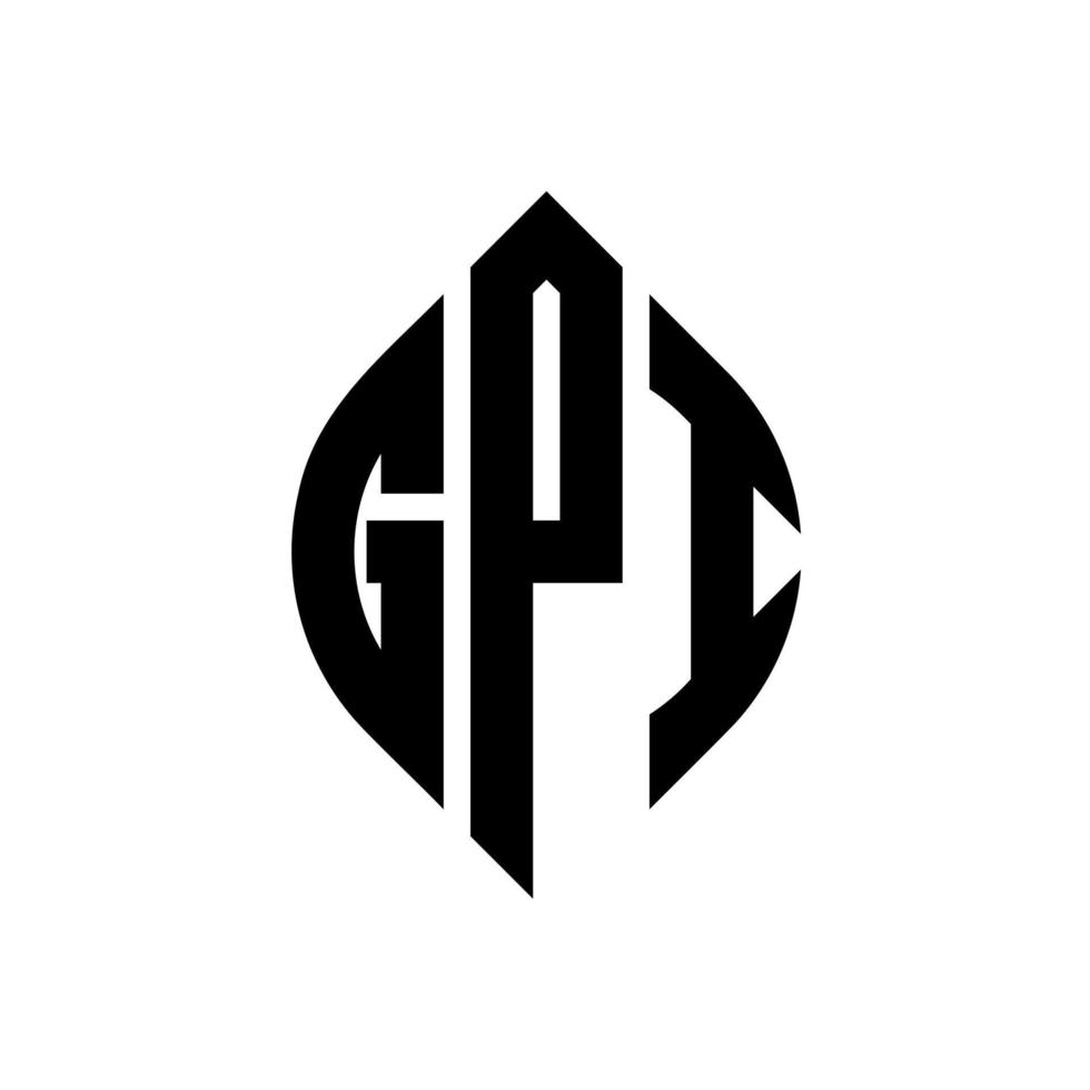 diseño de logotipo de letra de círculo gpi con forma de círculo y elipse. Letras de elipse gpi con estilo tipográfico. las tres iniciales forman un logo circular. vector de marca de letra de monograma abstracto del emblema del círculo gpi.