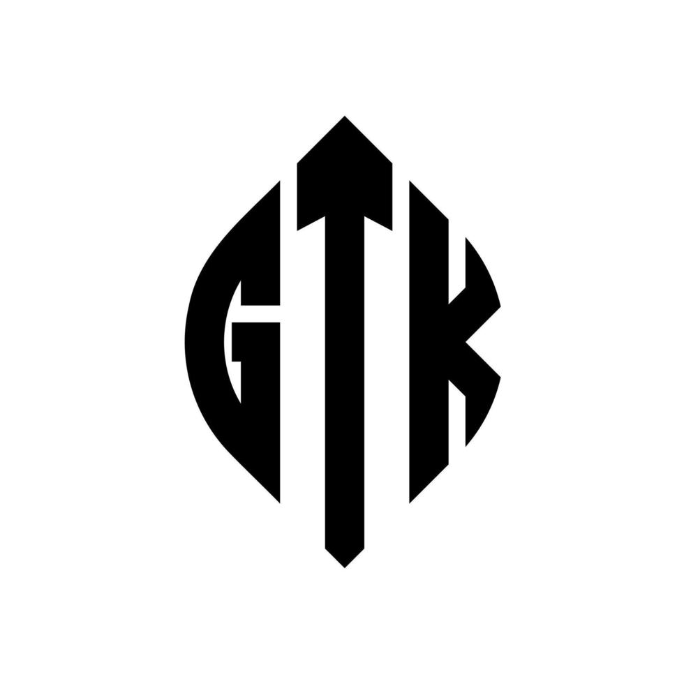 diseño de logotipo de letra de círculo gtk con forma de círculo y elipse. Letras de elipse gtk con estilo tipográfico. las tres iniciales forman un logo circular. vector de marca de letra de monograma abstracto del emblema del círculo gtk.