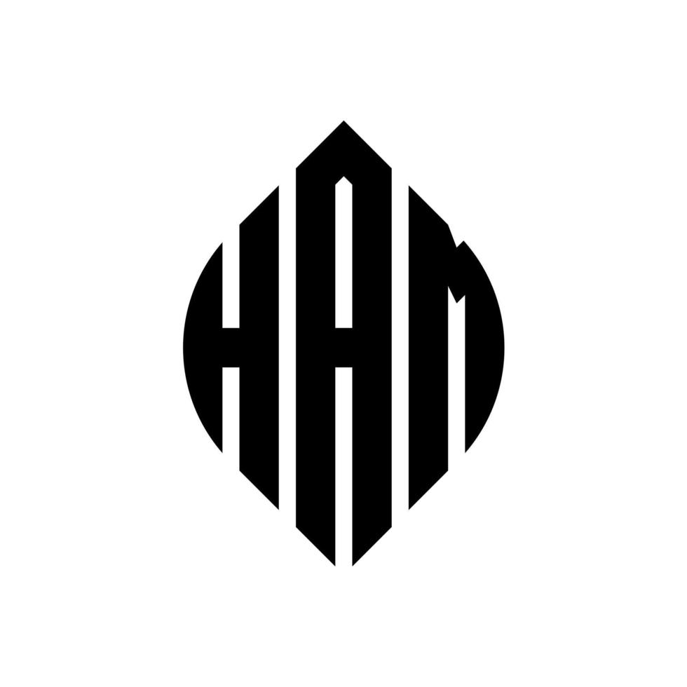 HAM circle letter logo design with circle and ellipse shape. HAM ellipse letters with typographic style. The three initials form a circle logo. HAM Circle Emblem Abstract Monogram Letter Mark Vector. vector