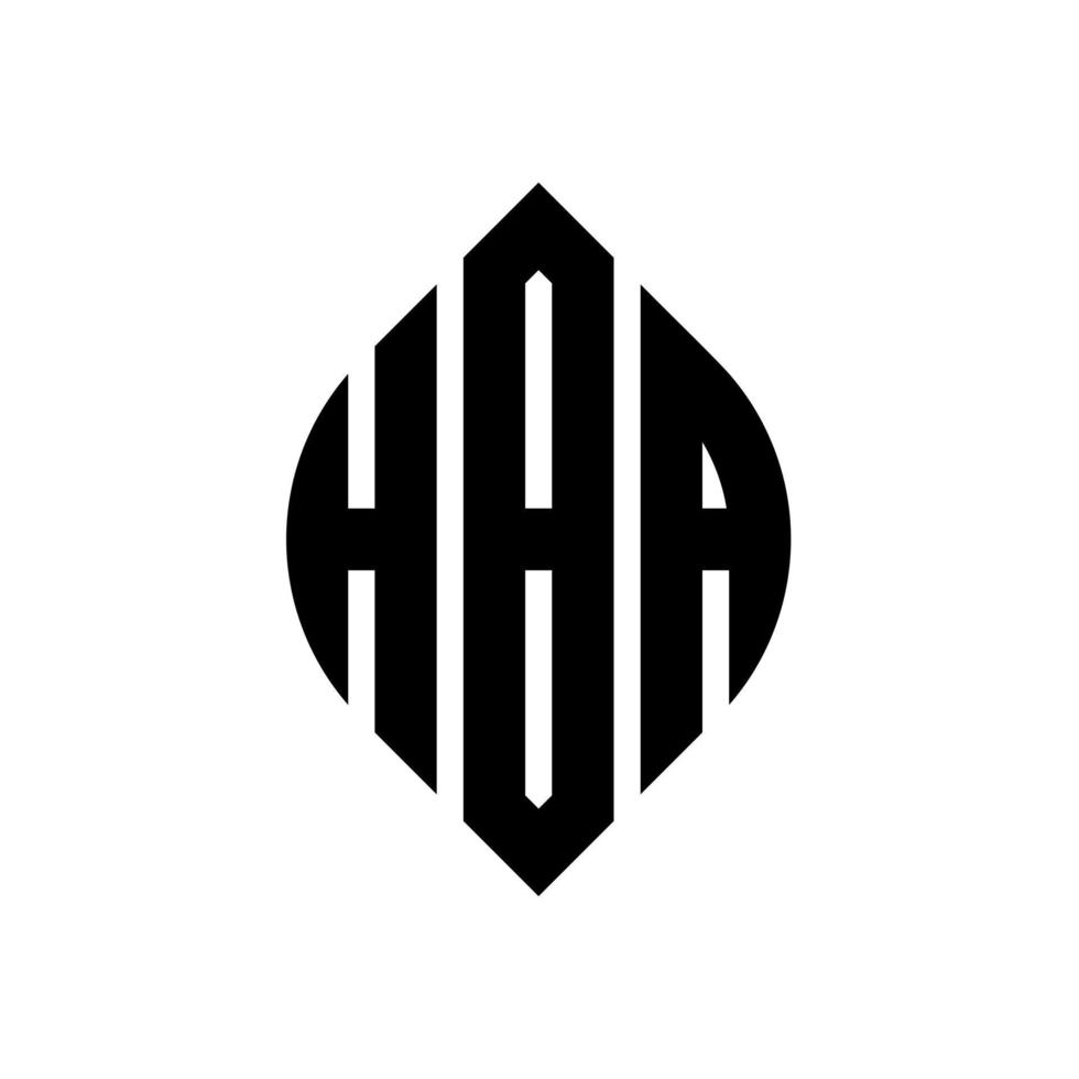 diseño de logotipo de letra de círculo hba con forma de círculo y elipse. hba letras elipses con estilo tipográfico. las tres iniciales forman un logo circular. vector de marca de letra de monograma abstracto del emblema del círculo hba.