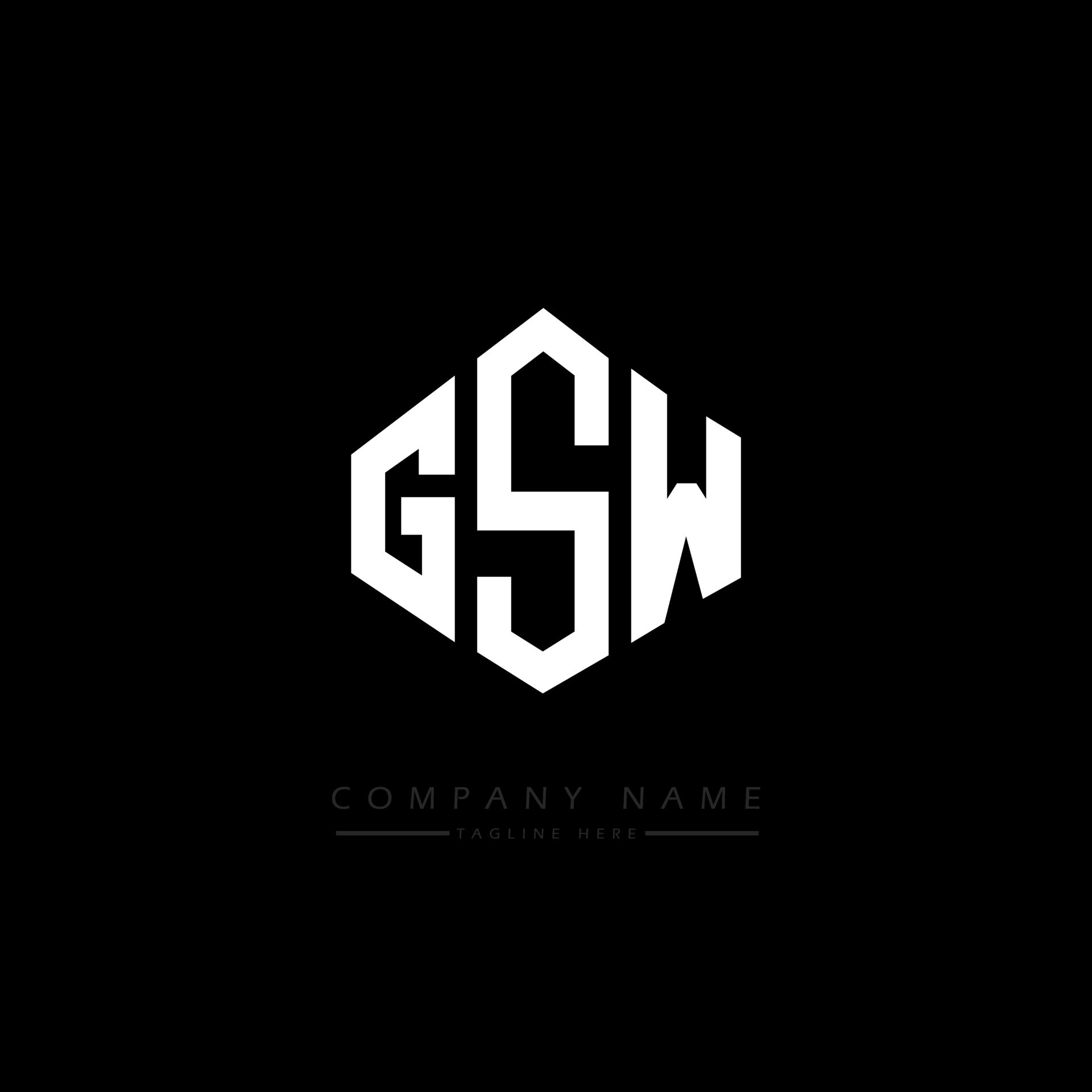 GSW letter logo design with polygon shape GSW polygon and cube shape