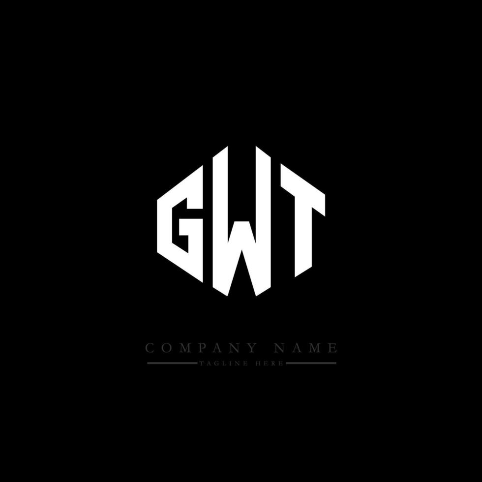 GWT letter logo design with polygon shape. GWT polygon and cube shape logo design. GWT hexagon vector logo template white and black colors. GWT monogram, business and real estate logo.