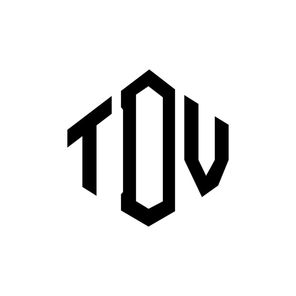 TDV letter logo design with polygon shape. TDV polygon and cube shape logo design. TDV hexagon vector logo template white and black colors. TDV monogram, business and real estate logo.