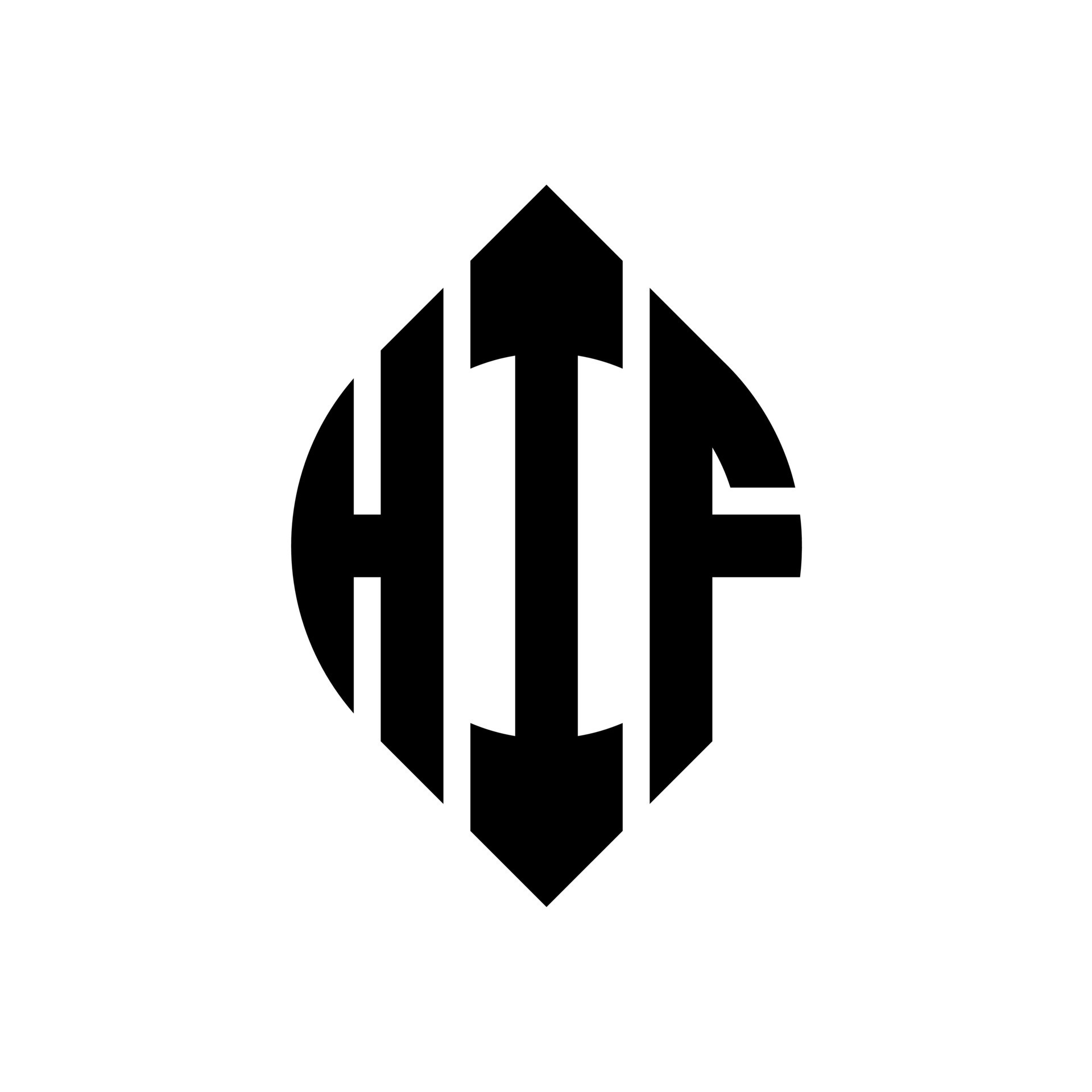 HIF circle letter logo design with circle and ellipse shape. HIF ...