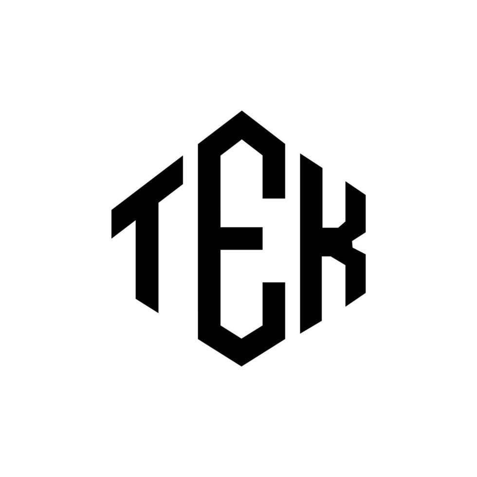 diseño de logotipo de letra tek con forma de polígono. diseño de logotipo en forma de cubo y polígono tek. tek hexagon vector logo plantilla colores blanco y negro. monograma tek, logotipo comercial y inmobiliario.
