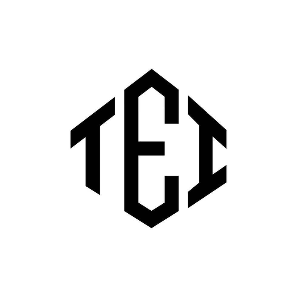 TEI letter logo design with polygon shape. TEI polygon and cube shape logo design. TEI hexagon vector logo template white and black colors. TEI monogram, business and real estate logo.