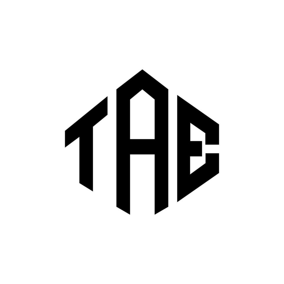 diseño de logotipo de letra tae con forma de polígono. diseño de logotipo en forma de cubo y polígono tae. tae hexágono vector logo plantilla colores blanco y negro. monograma tae, logotipo comercial y inmobiliario.