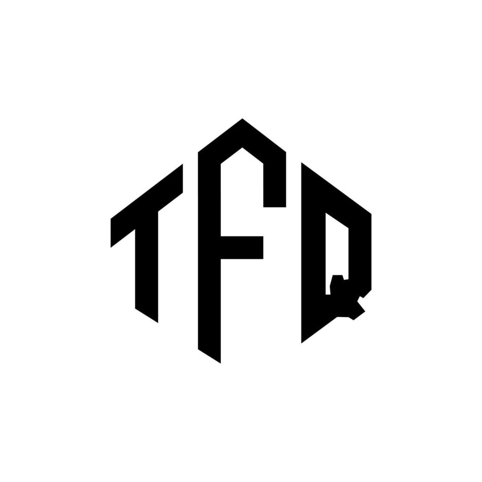 diseño de logotipo de letra tfq con forma de polígono. diseño de logotipo en forma de cubo y polígono tfq. tfq hexágono vector logo plantilla colores blanco y negro. monograma tfq, logotipo comercial e inmobiliario.