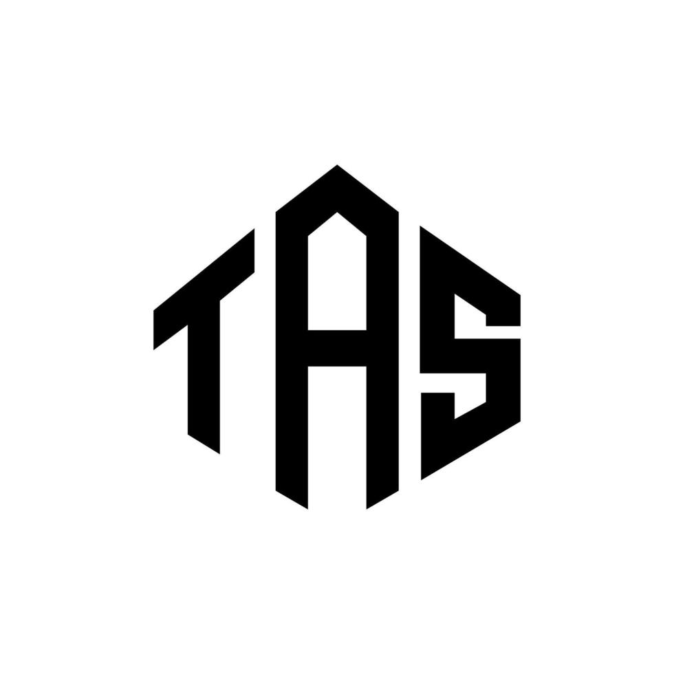 TAS letter logo design with polygon shape. TAS polygon and cube shape logo design. TAS hexagon vector logo template white and black colors. TAS monogram, business and real estate logo.