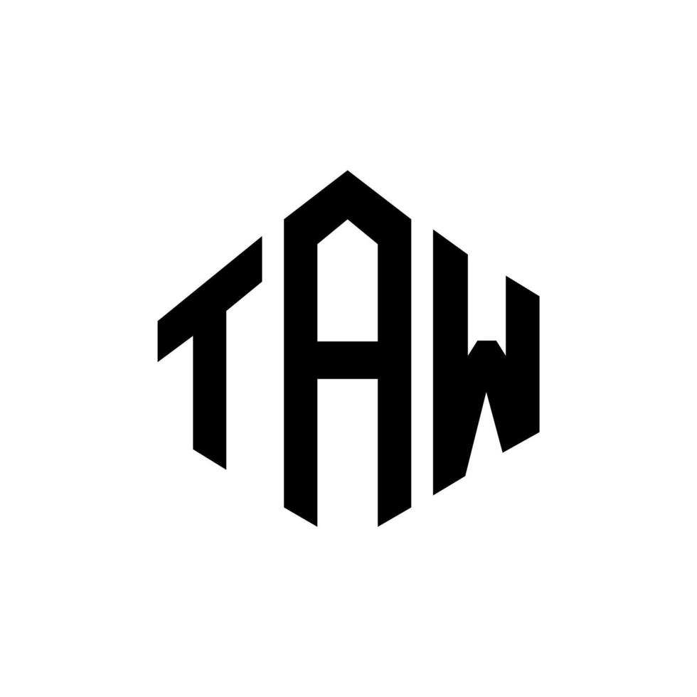diseño de logotipo de letra taw con forma de polígono. diseño de logotipo en forma de cubo y polígono taw. taw hexágono vector logo plantilla colores blanco y negro. monograma taw, logotipo comercial y inmobiliario.