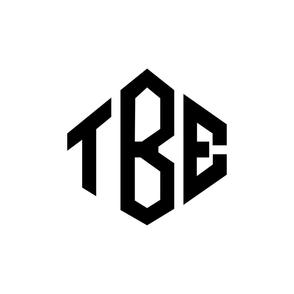 TBE letter logo design with polygon shape. TBE polygon and cube shape logo design. TBE hexagon vector logo template white and black colors. TBE monogram, business and real estate logo.