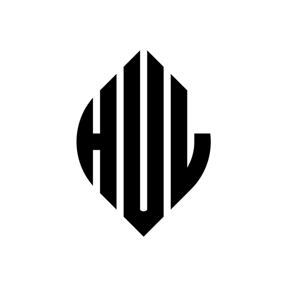 diseño de logotipo de letra de círculo hul con forma de círculo y elipse. hul letras elipses con estilo tipográfico. las tres iniciales forman un logo circular. vector de marca de letra de monograma abstracto del emblema del círculo hul.