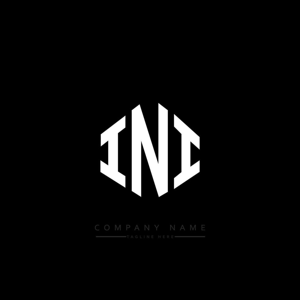 INI letter logo design with polygon shape. INI polygon and cube shape logo design. INI hexagon vector logo template white and black colors. INI monogram, business and real estate logo.