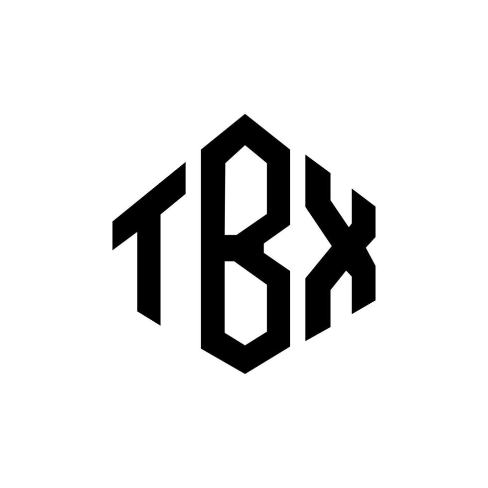 diseño de logotipo de letra tbx con forma de polígono. Diseño de logotipo en forma de cubo y polígono tbx. tbx hexágono vector logo plantilla colores blanco y negro. Monograma tbx, logotipo comercial e inmobiliario.