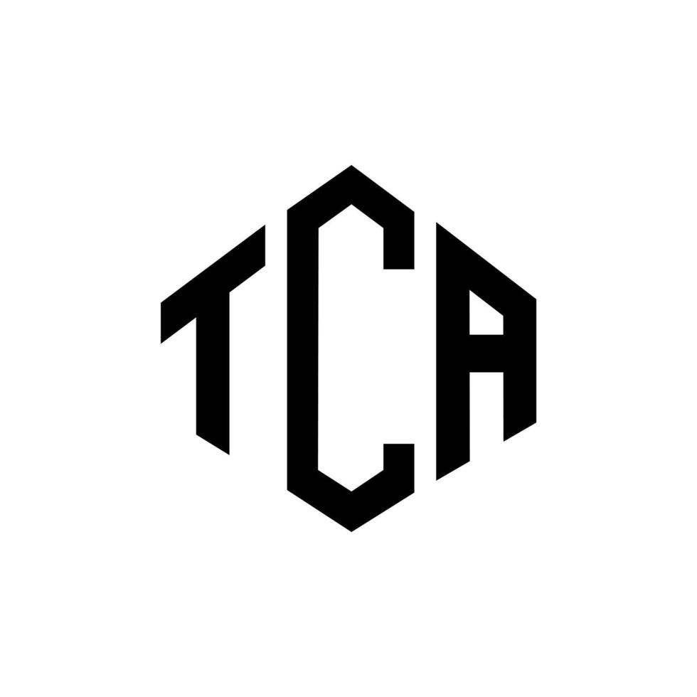 TCA letter logo design with polygon shape. TCA polygon and cube shape logo design. TCA hexagon vector logo template white and black colors. TCA monogram, business and real estate logo.