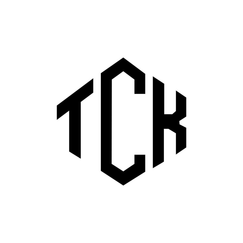 diseño de logotipo de letra tck con forma de polígono. diseño de logotipo en forma de cubo y polígono tck. tck hexágono vector logo plantilla colores blanco y negro. monograma tck, logotipo comercial e inmobiliario.