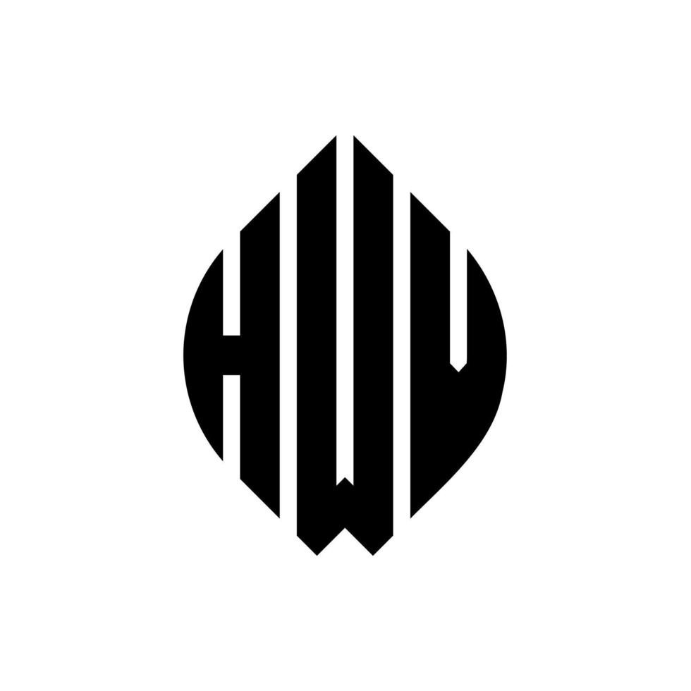 HWV circle letter logo design with circle and ellipse shape. HWV