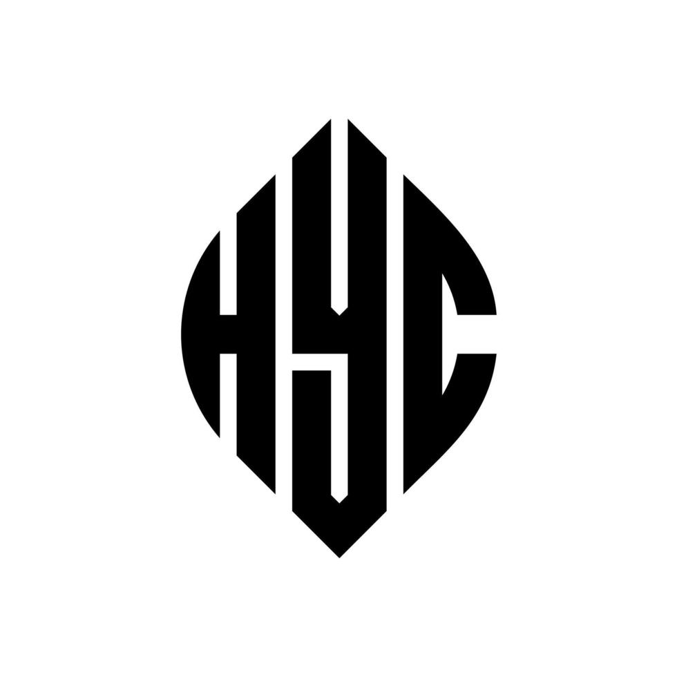 diseño de logotipo de letra de círculo hyc con forma de círculo y elipse. letras de elipse hyc con estilo tipográfico. las tres iniciales forman un logo circular. vector de marca de letra de monograma abstracto del emblema del círculo hyc.