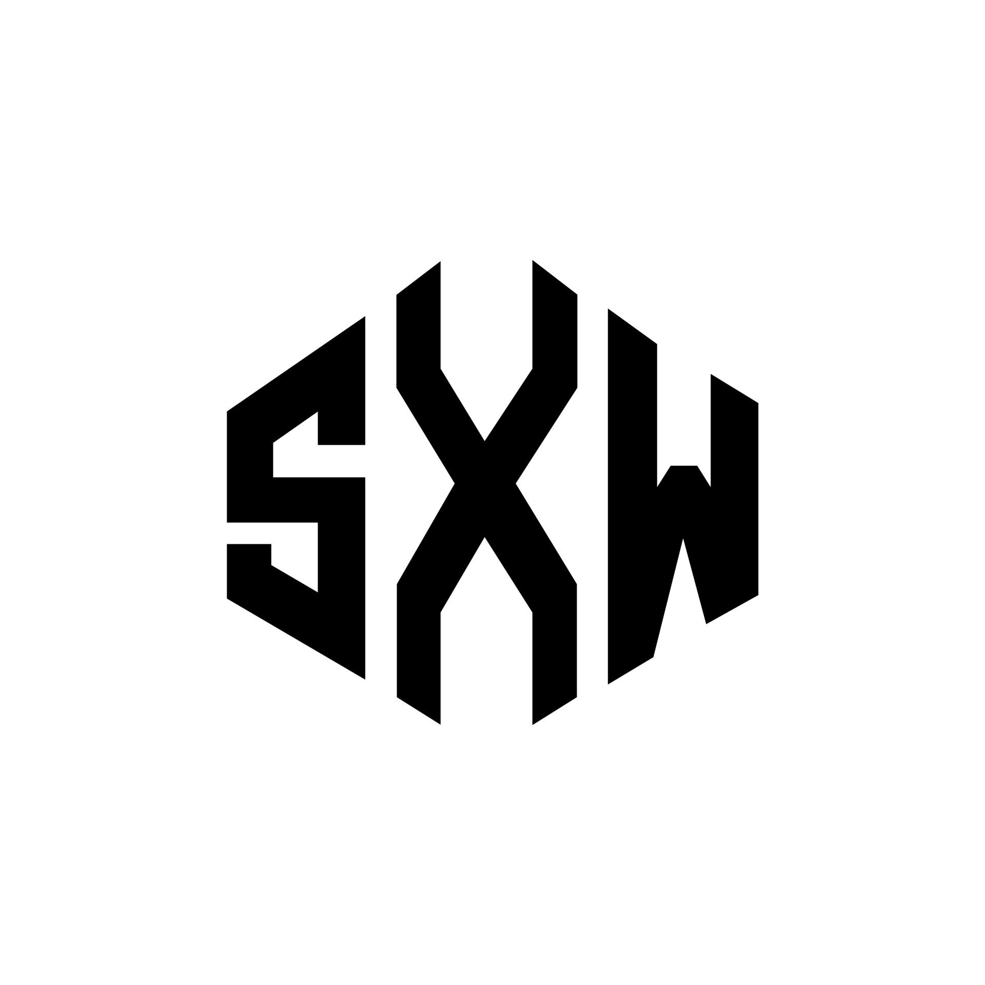SXW letter logo design with polygon shape. SXW polygon and cube shape