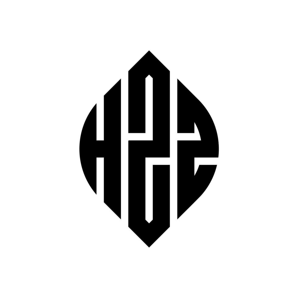 diseño de logotipo de letra de círculo hzz con forma de círculo y elipse. hzz letras elipses con estilo tipográfico. las tres iniciales forman un logo circular. vector de marca de letra de monograma abstracto del emblema del círculo hzz.
