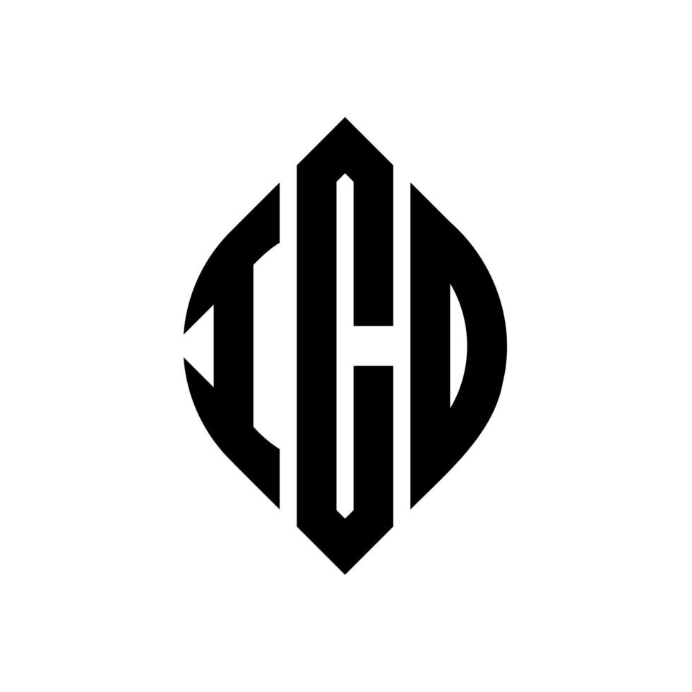 diseño de logotipo de letra de círculo ico con forma de círculo y elipse. ico letras elipses con estilo tipográfico. las tres iniciales forman un logo circular. vector de marca de letra de monograma abstracto del emblema del círculo ico.