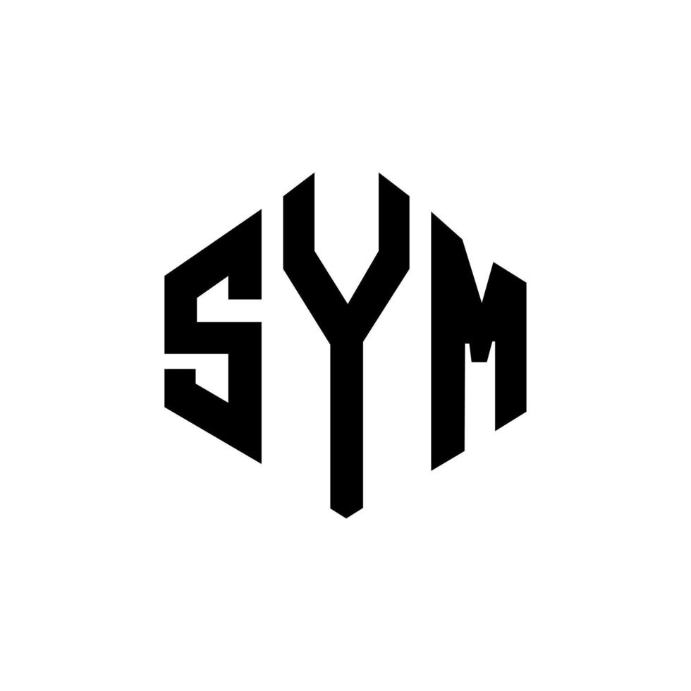 diseño de logotipo de letra sym con forma de polígono. diseño de logotipo en forma de cubo y polígono simbólico. sym hexágono vector logo plantilla colores blanco y negro. monograma sym, logotipo comercial e inmobiliario.