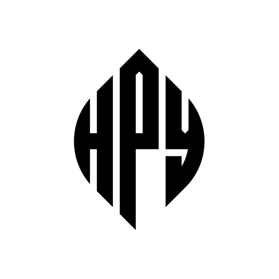HPY circle letter logo design with circle and ellipse shape. HPY ellipse letters with typographic style. The three initials form a circle logo. HPY Circle Emblem Abstract Monogram Letter Mark Vector. vector