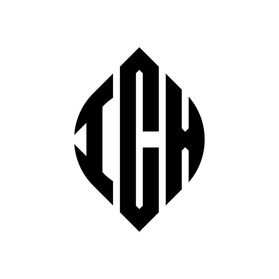 Diseño de logotipo de letra de círculo icx con forma de círculo y elipse. letras de elipse icx con estilo tipográfico. las tres iniciales forman un logo circular. vector de marca de letra de monograma abstracto del emblema del círculo icx.