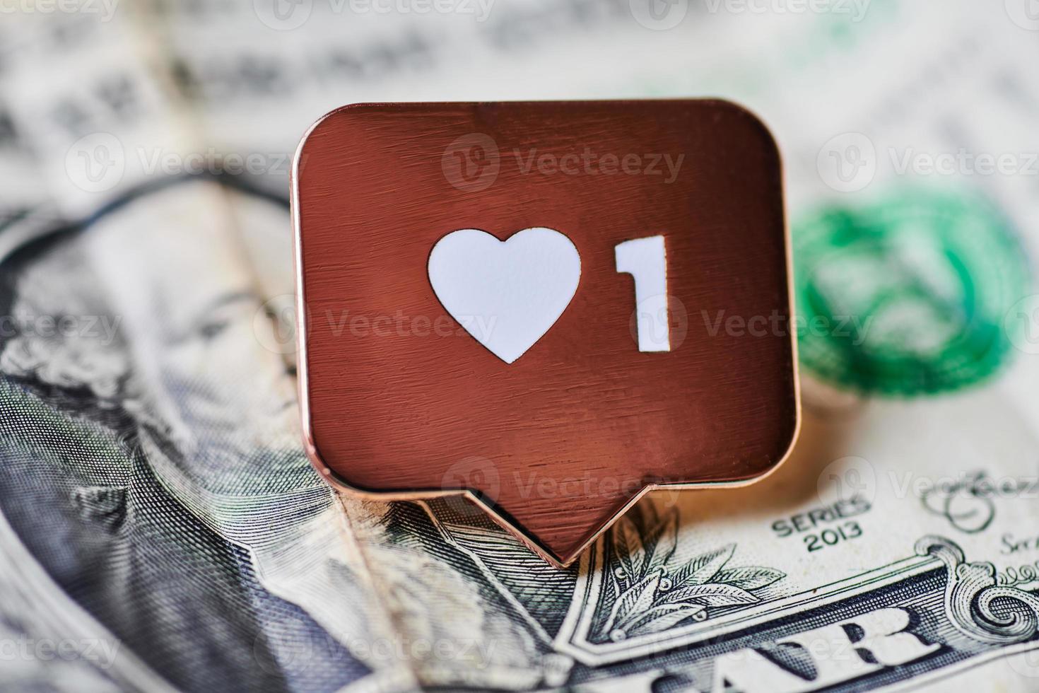 Like heart symbol on dollar photo