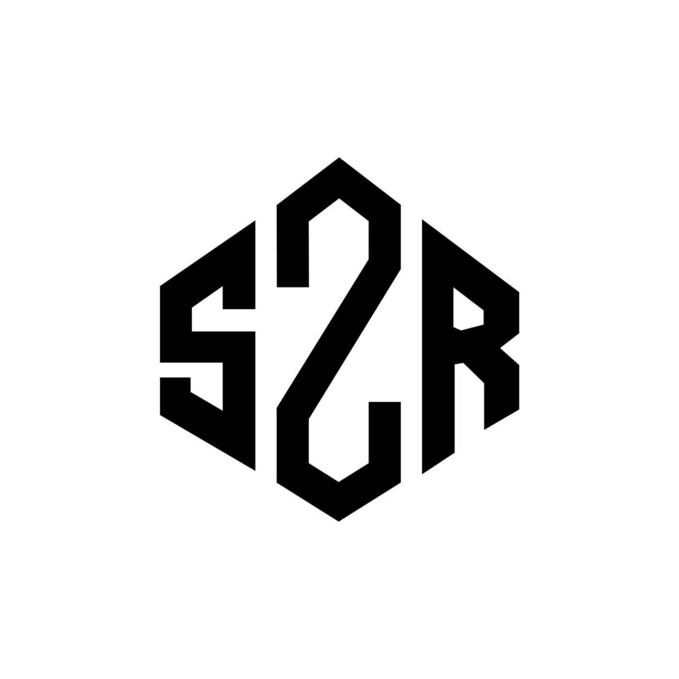 SZR letter logo design with polygon shape. SZR polygon and cube shape logo design. SZR hexagon vector logo template white and black colors. SZR monogram, business and real estate logo.