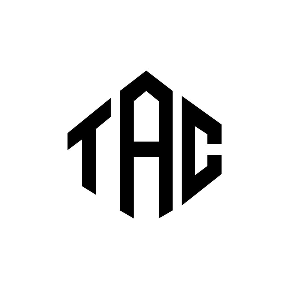 TAC letter logo design with polygon shape. TAC polygon and cube shape logo design. TAC hexagon vector logo template white and black colors. TAC monogram, business and real estate logo.