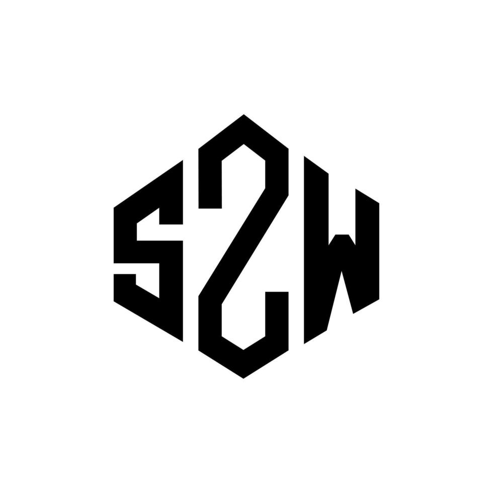 diseño de logotipo de letra szw con forma de polígono. diseño de logotipo en forma de cubo y polígono szw. szw hexágono vector logo plantilla colores blanco y negro. monograma szw, logotipo comercial e inmobiliario.