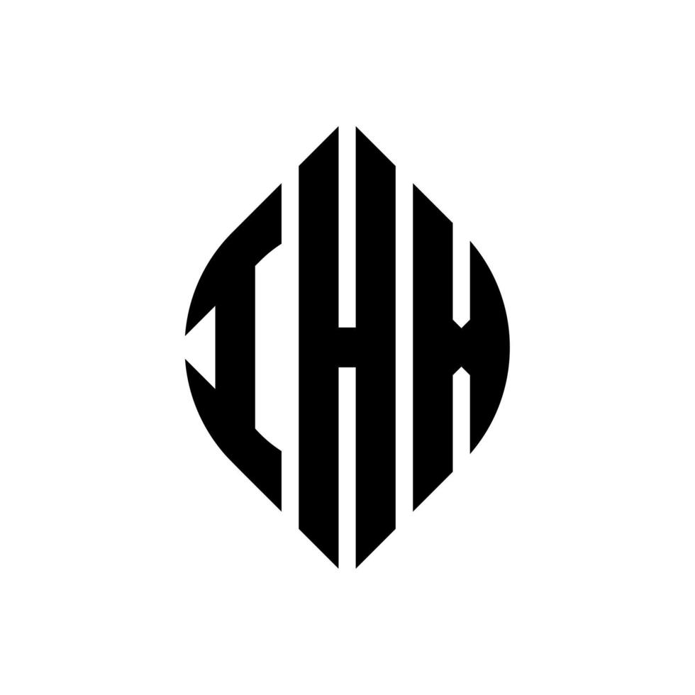 IHX circle letter logo design with circle and ellipse shape. IHX ellipse letters with typographic style. The three initials form a circle logo. IHX Circle Emblem Abstract Monogram Letter Mark Vector. vector