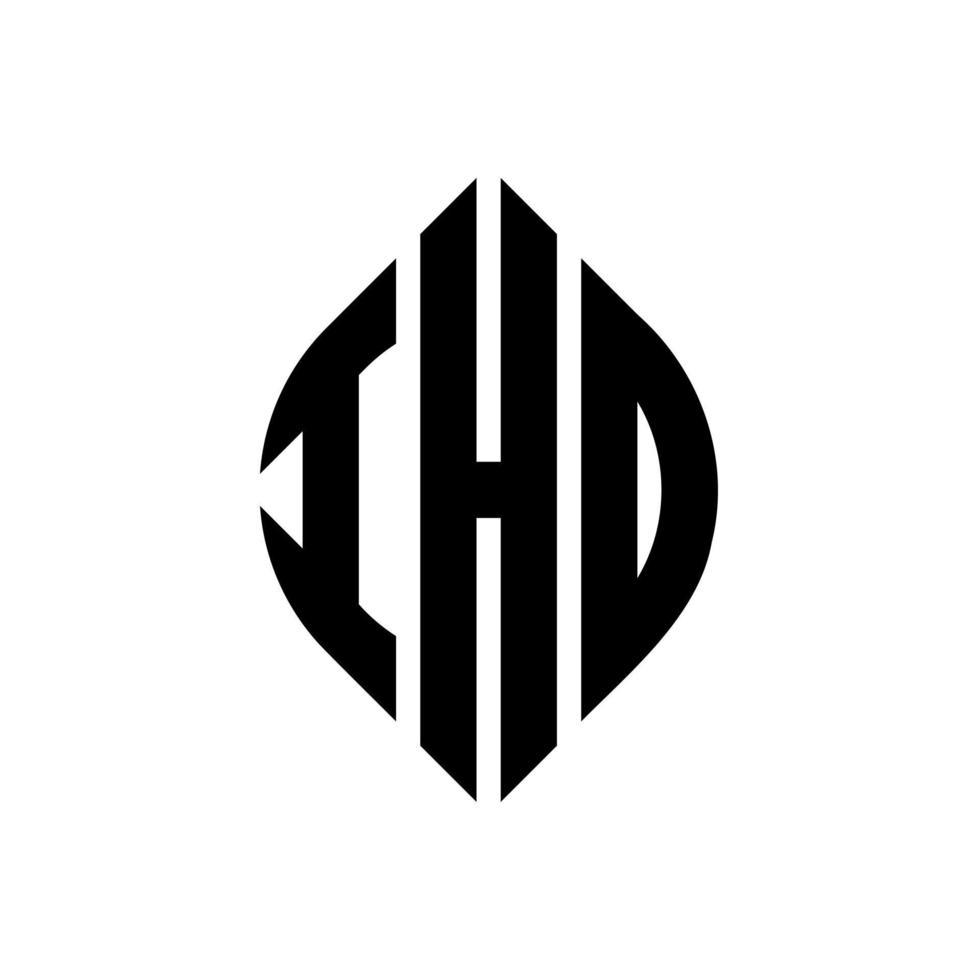 diseño de logotipo de letra de círculo ihd con forma de círculo y elipse. ihd letras elipses con estilo tipográfico. las tres iniciales forman un logo circular. vector de marca de letra de monograma abstracto del emblema del círculo ihd.