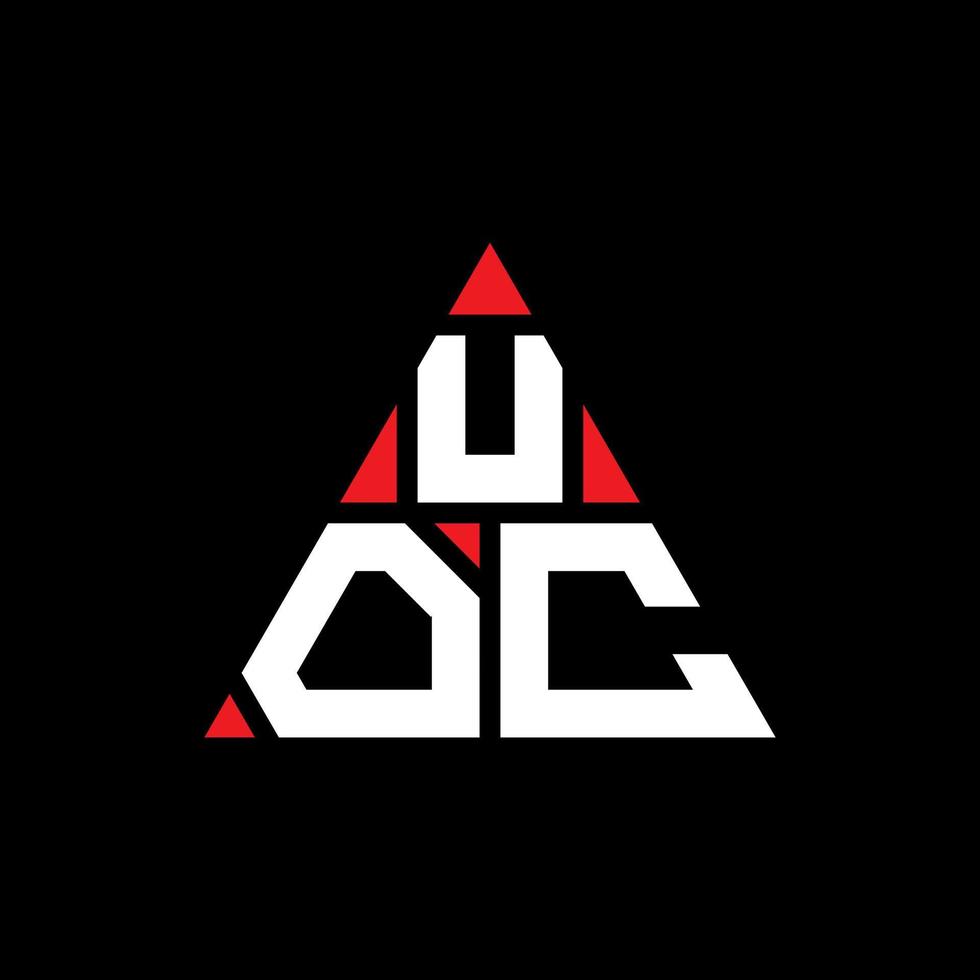 Diseño de logotipo de letra triangular uoc con forma de triángulo. Monograma de diseño del logo del triángulo uoc. plantilla de logotipo de vector de triángulo uoc con color rojo. logo triangular uoc logo sencillo, elegante y lujoso.