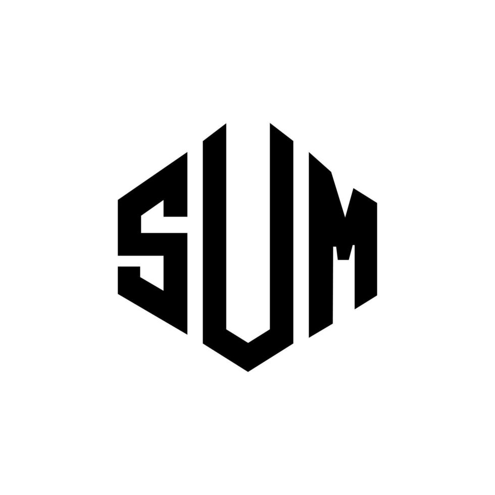 SUM letter logo design with polygon shape. SUM polygon and cube shape logo design. SUM hexagon vector logo template white and black colors. SUM monogram, business and real estate logo.