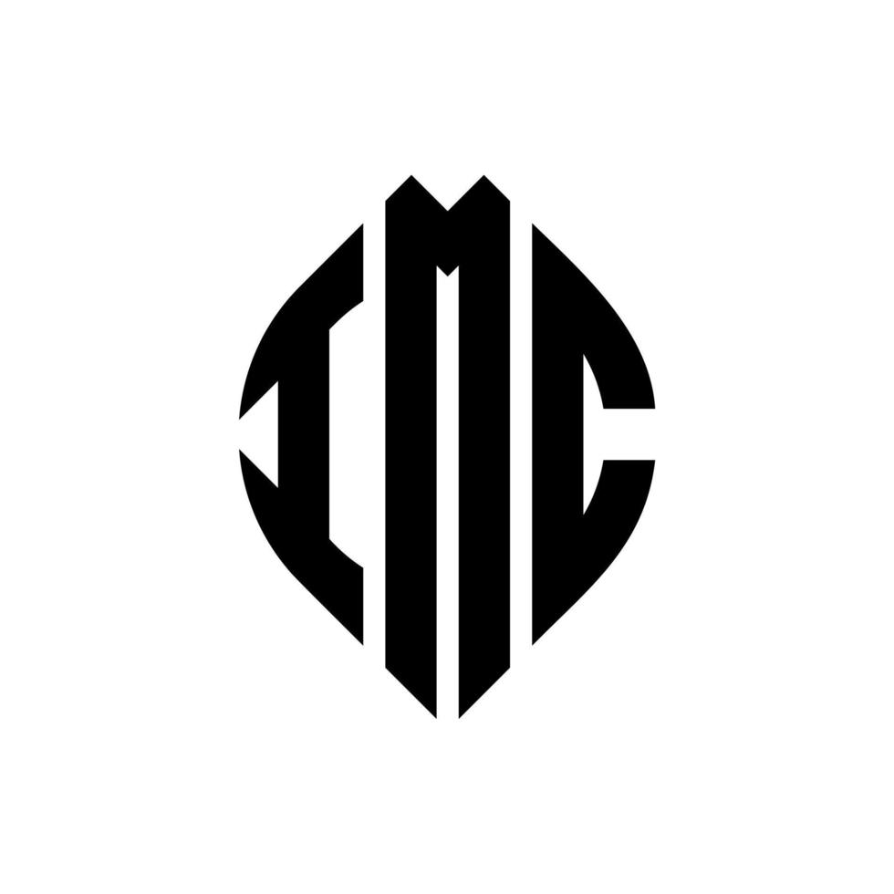 Diseño de logotipo de letra de círculo imc con forma de círculo y elipse. imc letras elipses con estilo tipográfico. las tres iniciales forman un logo circular. vector de marca de letra de monograma abstracto del emblema del círculo imc.