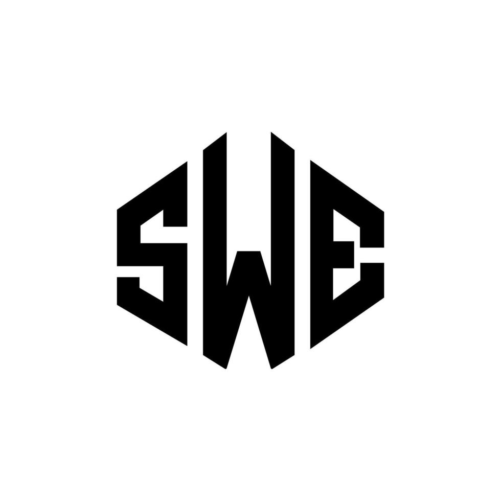 diseño de logotipo de letra swe con forma de polígono. swe polígono y diseño de logotipo en forma de cubo. swe hexágono vector logo plantilla colores blanco y negro. monograma swe, logotipo comercial e inmobiliario.