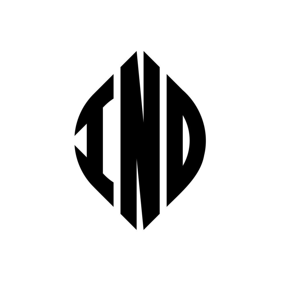 diseño de logotipo de letra de círculo ind con forma de círculo y elipse. ind letras elipses con estilo tipográfico. las tres iniciales forman un logo circular. emblema de círculo ind vector de marca de letra de monograma abstracto.