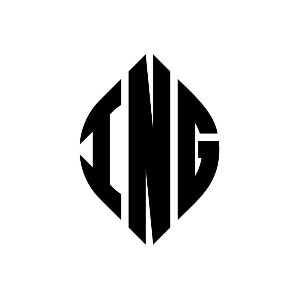 ING circle letter logo design with circle and ellipse shape. ING ellipse letters with typographic style. The three initials form a circle logo. ING Circle Emblem Abstract Monogram Letter Mark Vector. vector