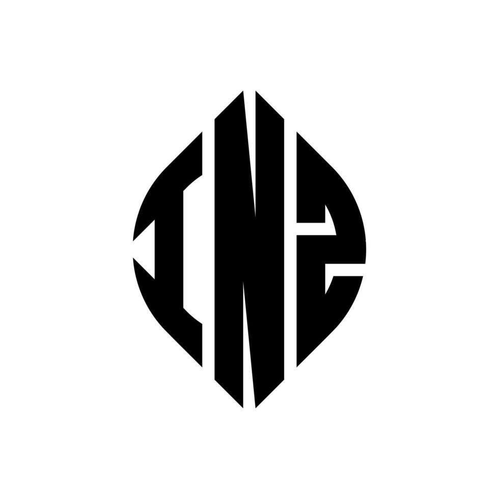 INZ circle letter logo design with circle and ellipse shape. INZ ellipse letters with typographic style. The three initials form a circle logo. INZ Circle Emblem Abstract Monogram Letter Mark Vector. vector