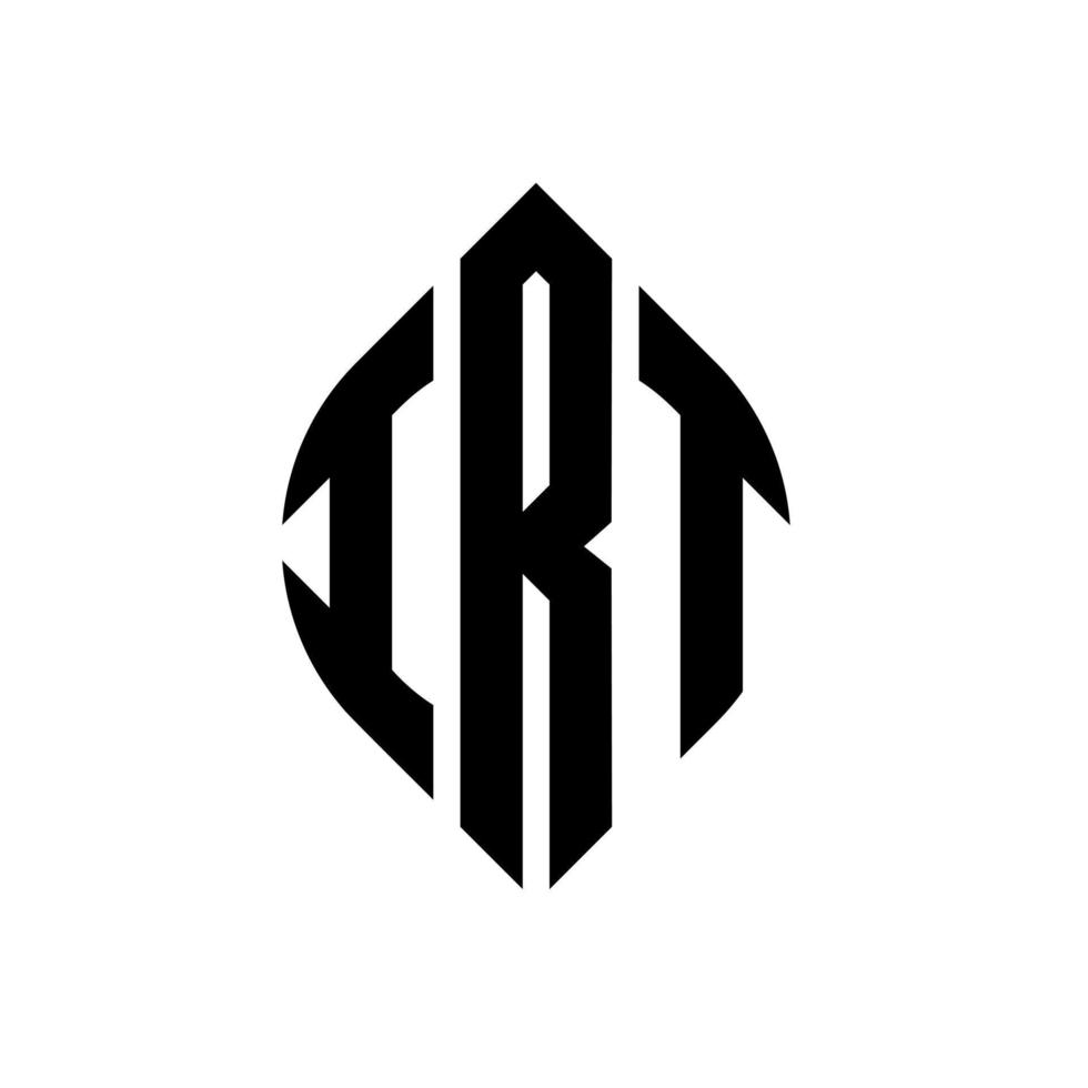 diseño de logotipo de letra de círculo irt con forma de círculo y elipse. Letras de elipse irt con estilo tipográfico. las tres iniciales forman un logo circular. vector de marca de letra de monograma abstracto del emblema del círculo irt.