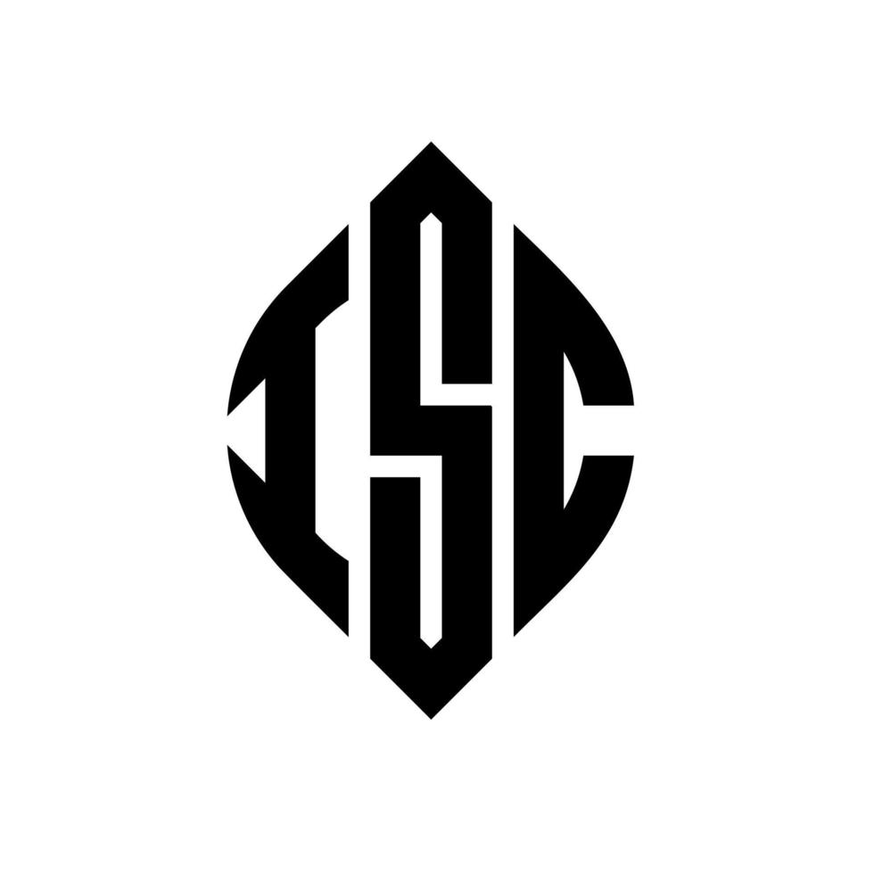 ISC circle letter logo design with circle and ellipse shape. ISC ellipse letters with typographic style. The three initials form a circle logo. ISC Circle Emblem Abstract Monogram Letter Mark Vector. vector