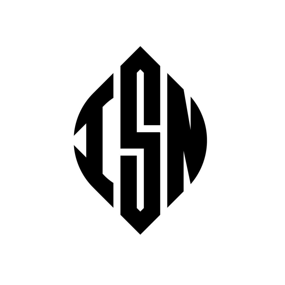 ISN circle letter logo design with circle and ellipse shape. ISN ellipse letters with typographic style. The three initials form a circle logo. ISN Circle Emblem Abstract Monogram Letter Mark Vector. vector